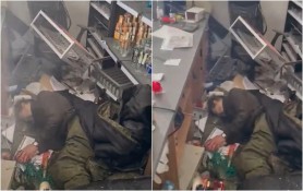 FOTO // Soldat rus, găsit mort de beat, după ce a consumat tot ce şi-a dorit dintr-un magazin